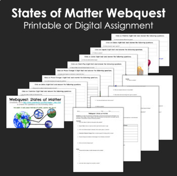 Preview of States of Matter Webquest