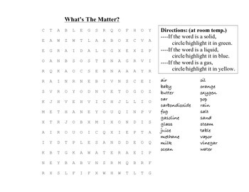 states of matter word search by rush rocks physics tpt