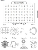States of Matter Activity: Word Search Worksheet (Change o