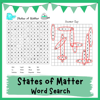 states of matter word search by many hats educator tpt