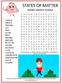 Preview of States of Matter Word Search Puzzle | Game Activity Worksheet