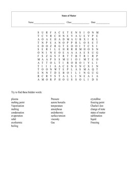 states of matter word search puzzle with key by maura derrick neill