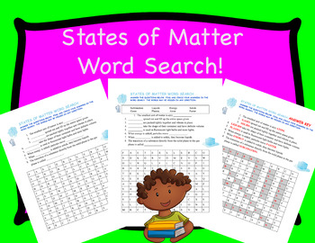 Preview of States of Matter Word Search and Fill-in