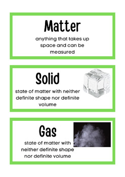 States of Matter: Word Wall & Worksheets by Brooklyn Teacher | TPT