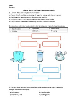 Preview of States of Matter and Phase Change - Quiz | Easel Activity & Printable PDF