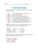 States of Matter and Phase Changes Quiz