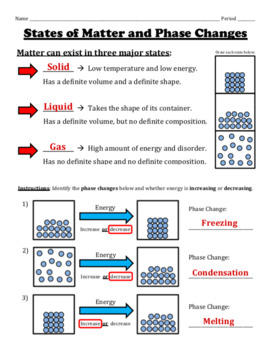 Preview of States of Matter and Phase Changes -- Worksheet Set
