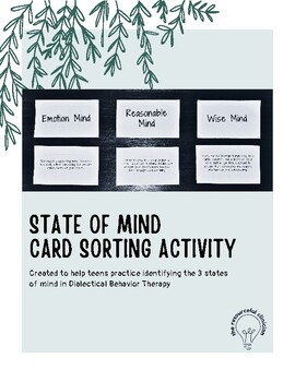 Preview of States of Mind Card Sorting Activity | Finding Wise Mind DBT