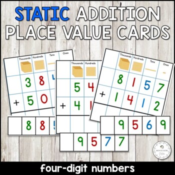 Preview of Static Addition Place Value Operation Math Cards Four Digit Numbers
