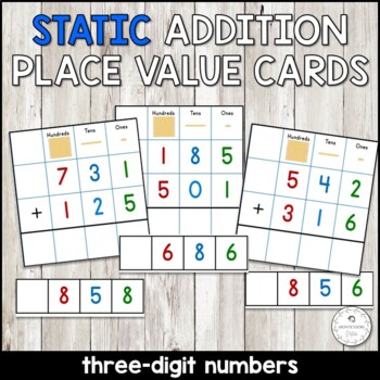 Preview of Static Addition Place Value Operation Math Cards Three Digit Numbers