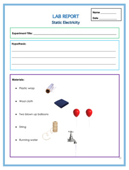 Static Electricity Experiment - Lab Report Template by Hands On Hearts Full