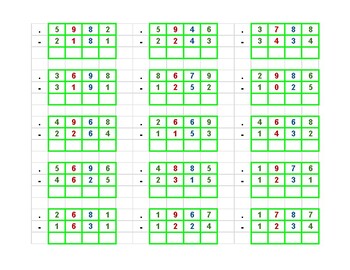 Preview of Static Subtraction for Small Bead Frame and Stamp Game - Montessori Math Tickets