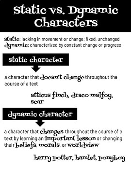Preview of Static vs. Dynamic Characters Anchor Chart