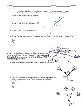 Preview of Statics Test: Free Body Diagrams, Force Vectors, & Moments (Physics, POE)