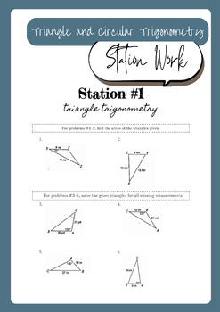 Preview of Station Activity - Triangle Trigonomtery and Circular Angles (with answers)