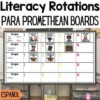 Preview of Literacy Station Rotations Chart for ActivInspire | Centers | in Spanish