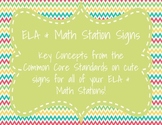 Station Signs: ELA & Math Common Core