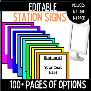 Preview of Station Signs Editable | Task station 