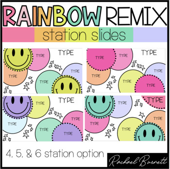 Preview of Station Slides // Rainbow Remix 90's retro classroom decor
