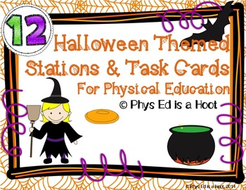 Preview of Physical Education Station and Task Cards - Halloween Themed