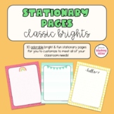 Stationary Templates | Back to School Forms | Brights | Editable
