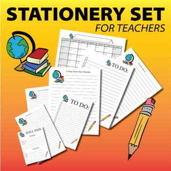 Preview of Printable Teacher Calendar & Stationery Set