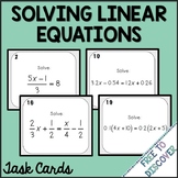 Solving Equations with Variables on Both Sides Task Cards 