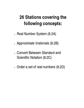 Preview of Stations TEKS 8.2ABCD - Number System, Ordering, Scientific and Irrationals