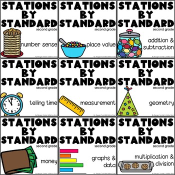 Preview of Stations by Standard Bundle Second Grade