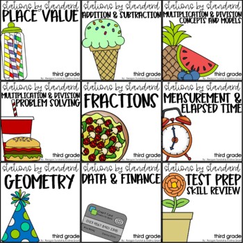 Preview of Stations by Standard Bundle Third Grade