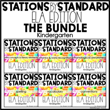 Preview of Stations by Standard ELA Kindergarten Bundle