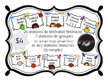 Preview of over 30 Stations de littéracie ou littératie (30 literacy stations in French)