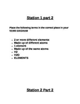 Preview of Stations for Elements, Compounds, Organic vs Inorganic and Energy