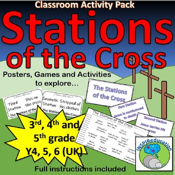 Preview of Stations of the Cross - Easter: Posters, Games and Assessment (with Answer Key)