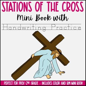 Preview of Stations of the Cross | Mini Book and Coloring Book with Handwriting Practice