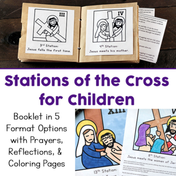 Preview of Stations of the Cross for Kids: 5 Booklets (Coloring, Reflections, and Prayers)