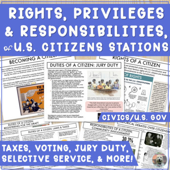 Preview of Stations on Rights, Responsibilities, Duties, & Privileges of U.S. Citizenship