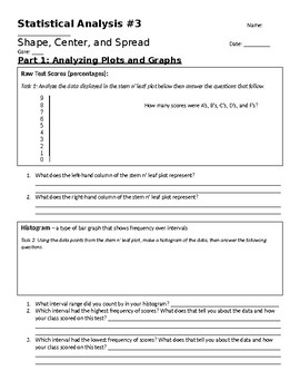 Preview of Statistical Analysis #3: Shape, Center, and Spread