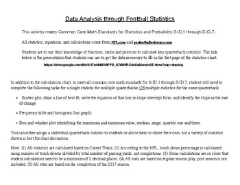 Preview of Statistical Analysis using Football (Quarterback) Stats