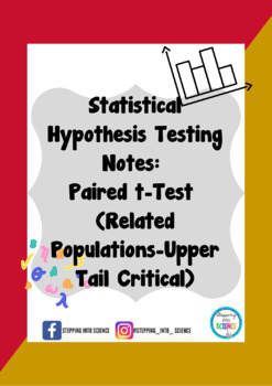 Preview of Statistical Hypothesis Testing Notes-Paired t-Test-Related Pop. Upper Tail