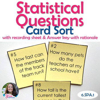 Preview of Statistical Questions Card Sort Activity