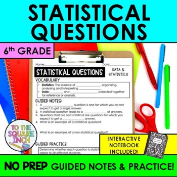 Preview of Statistical Questions Notes & Practice | Guided Notes + Interactive Notebook