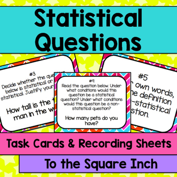 Preview of Statistical Questions Task Cards | Statistics Math Center Practice Activity