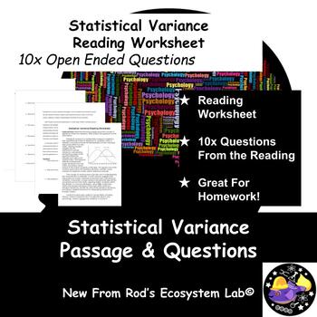 Preview of Statistical Variance Reading Worksheet **Editable**
