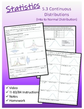 Preview of Statistics 5.3 Continuous Probability Distributions (Intro to Normal Dist.)