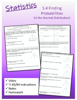 Preview of Statistics 5.4 Finding Probabilities in the Normal Distribution