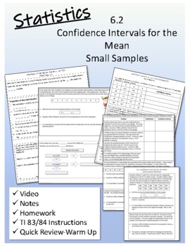 Preview of Statistics 6.2 Confidence Intervals for the Mean--Small Samples