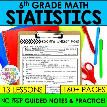 Preview of 6th Grade Statistics and Probability Notes & Activities Unit | Data Sets