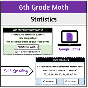 Preview of Statistics | 6th Grade Math | Self-Grading Google Forms™