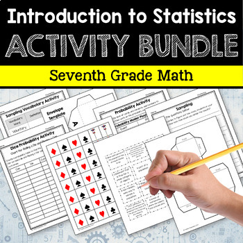 Preview of Statistics 7th Grade Math Activity Bundle with Guided Notes - 20% off